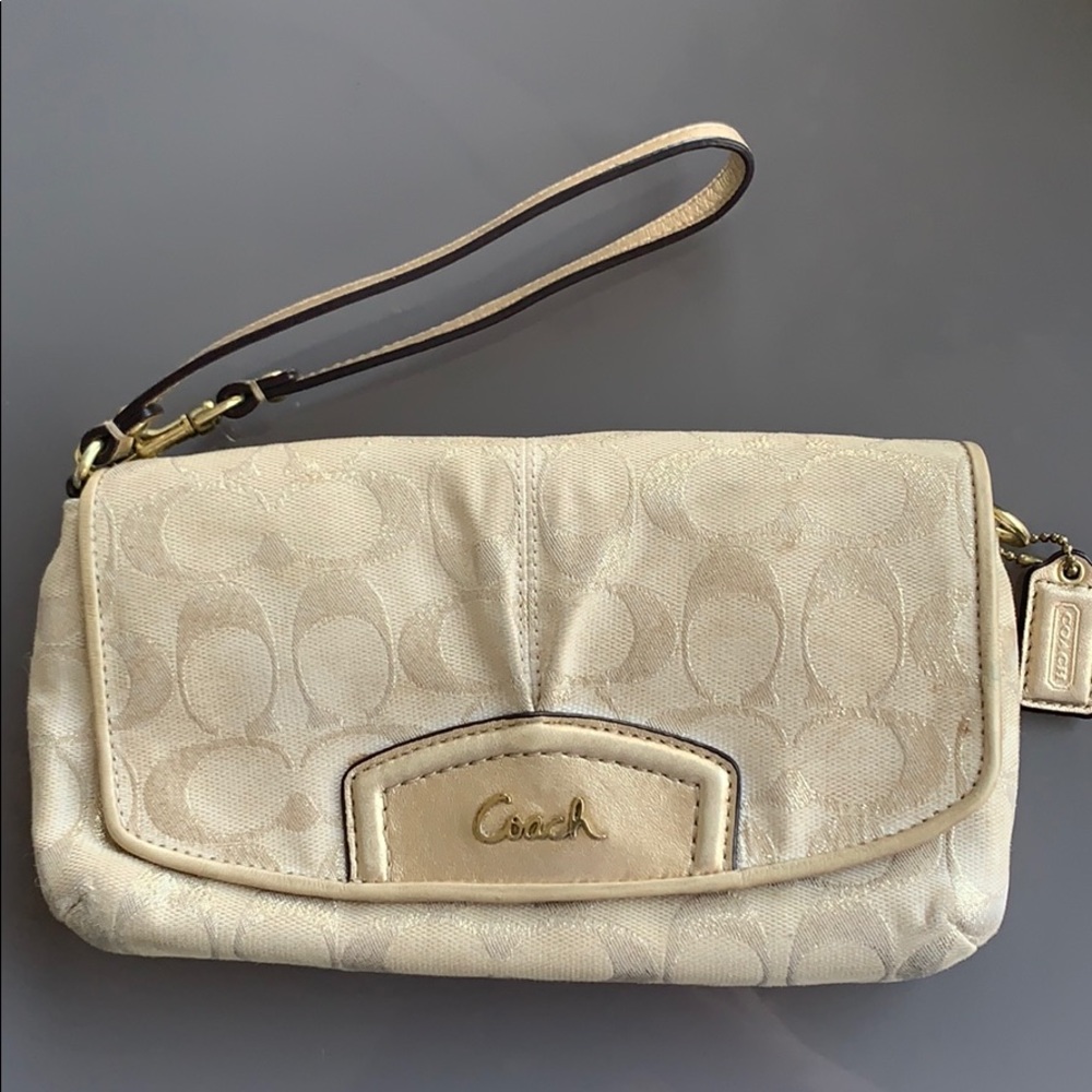 Coach gold wristlet